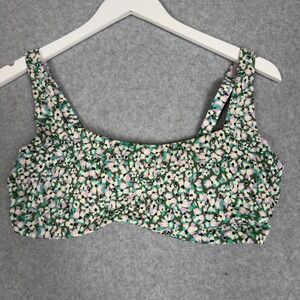Athleta 36D/DD Floral Print Bikini Swim Top Multicolor Lined Underwire